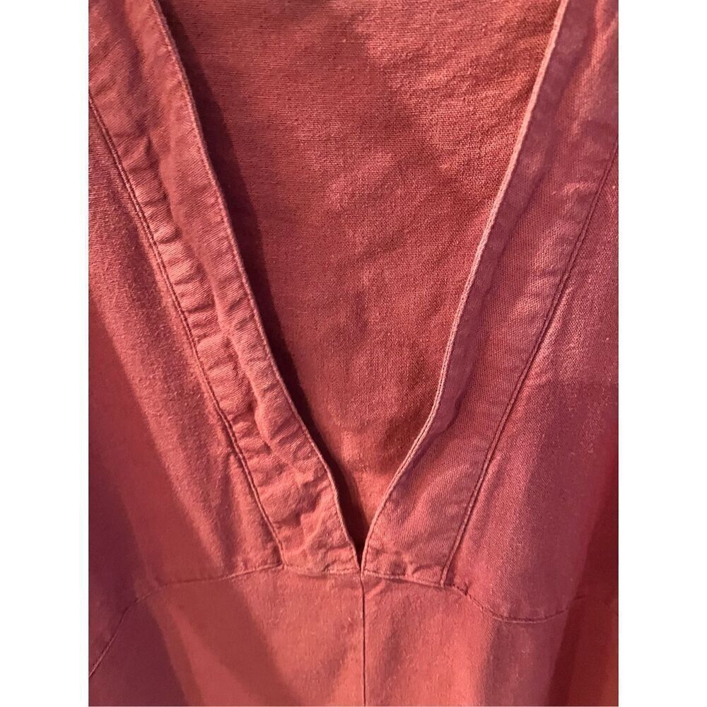 Ellos Burgundy Sunwashed Linen Blend Lagenlook Top sz 2X 26/28 - Picture 3 of 10